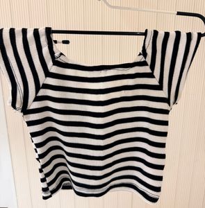 Striped Bow Front Crop Top