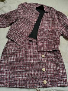 Savana Chic Tweed Skirt crop Jacket Set