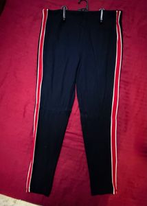 Black Jegging Pants with Red Stripe