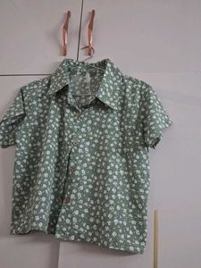 Green Floral Button-Up Shirt