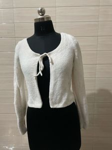 HOLLISTER Cozy White Fuzzy Cardigan