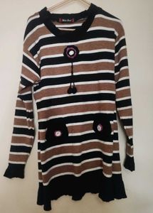Striped Tunic with Flower Embellishment