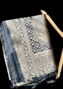 Elegant Grey Silk Saree with Gold Border