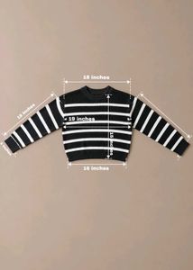 BLACK &amp; WHITE STRIPED RIBBED CREWNECK SWEATER