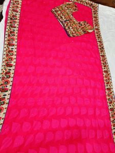 🇳🇿💫🎀Elegant Pink Saree with Intricate