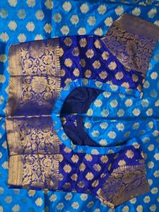 Elegant Blue Silk Saree with Gold Border
