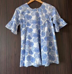 Blue &amp; White Polka Dot Top