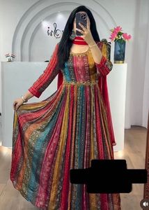 Multi Colour Beautiful Ethnic Gown