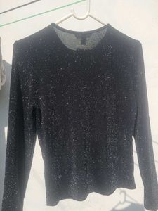 Sparkly Black Long Sleeve Top