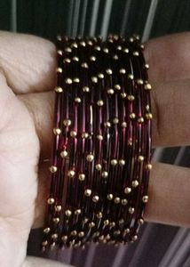 Burgundy &amp; Gold Beaded Bangles