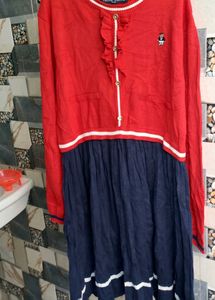 Teenie Weenie Kids Red &amp; Navy Bear Knit Pleated Dr