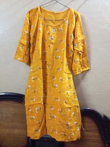Yellow Floral Print Kurta