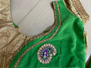 Beautiful Green And Cream Colour Combination Saree