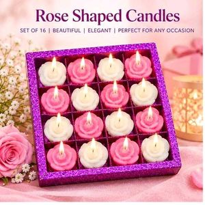 Decorative Rose Candles Set of 16