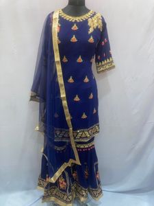 Georgette Sharara Blue Colour