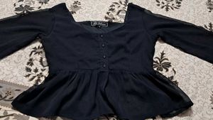 Chic Black Sheer Top