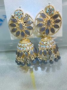 Elegant Grey Jhumka Earrings