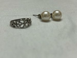 Pearl Earrings and Ring Set