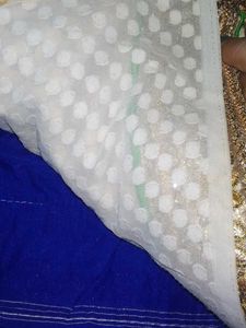 Royal Blue Embroidered Velvet Saree