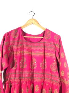 Rose Pink Printed Kurta(Women’s)