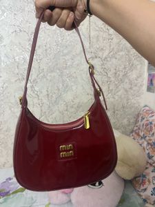 Burgundy Patent Leather Designer  Shoulder Bag