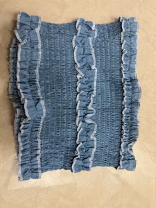 Smocked Denim Tube Top
