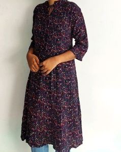 Blue Multicolor Floral Long Top XXL Size