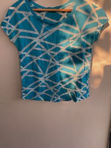 Blue Geometric Pattern T-Shirt