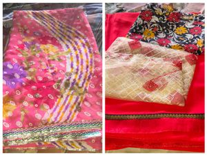 Beautiful Pink Floral Saree combo