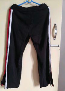 Black Track Pants with Side Stripes