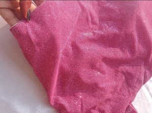 pink glitter Sparkly One-Shoulder crop Top
