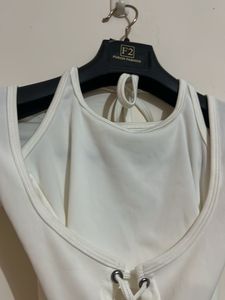 White Lace-Up Cropped Top