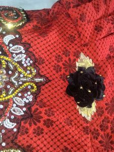Girls' Red &amp; Black Embellished Party Dress