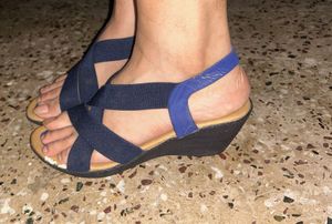 Comfortable Navy Blue Wedge Sandals