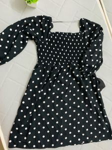 polka Print Dress-SIZE M