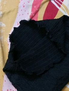 Black Smocked Crop Top