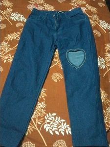 Blue Denim Jeans with Heart Detail