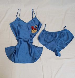 Hot Stuff Blue Satin Set 😈