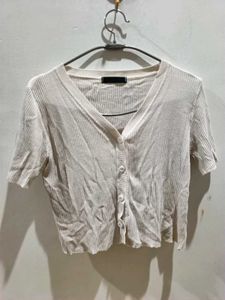Ribbed Button-Up Cropped Cardigan