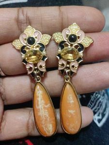Unique Orange Drop Earrings