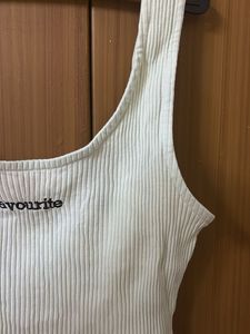 Ribbed Tank Top with 'Favourite' Detail