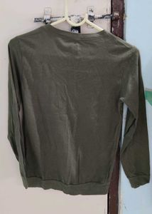 Olive Green Graphic Print Sweatshirt