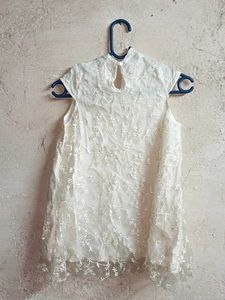 White Lace Blouse Top Layered