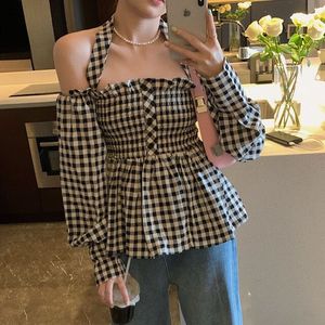 Gingham Print Off-Shoulder Top