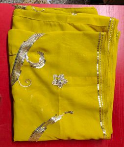 Stunning Yellow Saree with Sequins