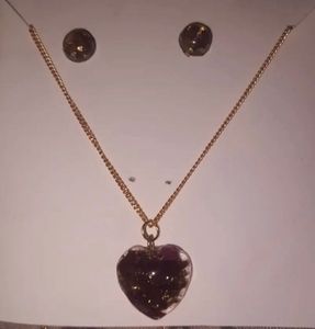 Sparkly Heart Necklace &amp; Earrings Set