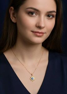 Jewelry Set: Earrings &amp; Evil Eye Necklace