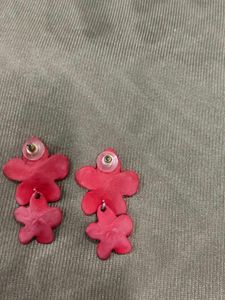 Chic Red Flower Earrings