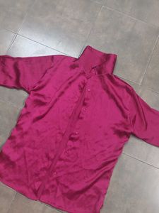 Elegant rose satin shirt