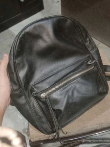 Black Faux Leather Backpack
